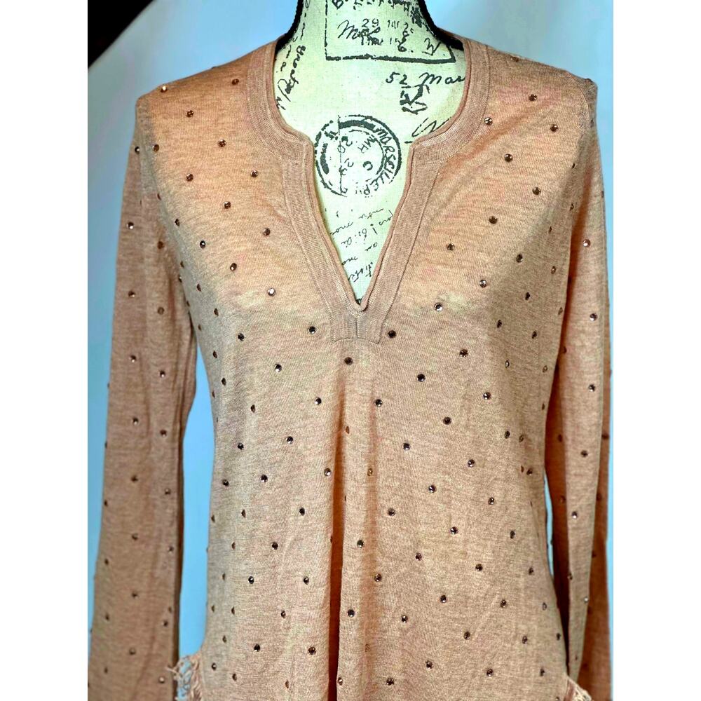 Zadig & Voltaire Riviera Rhinestone Cashmere Sweater Blush Size M - Picture 12 of 16